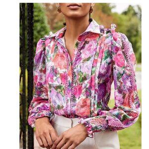 PatBO Blossom Button-Front Blouse